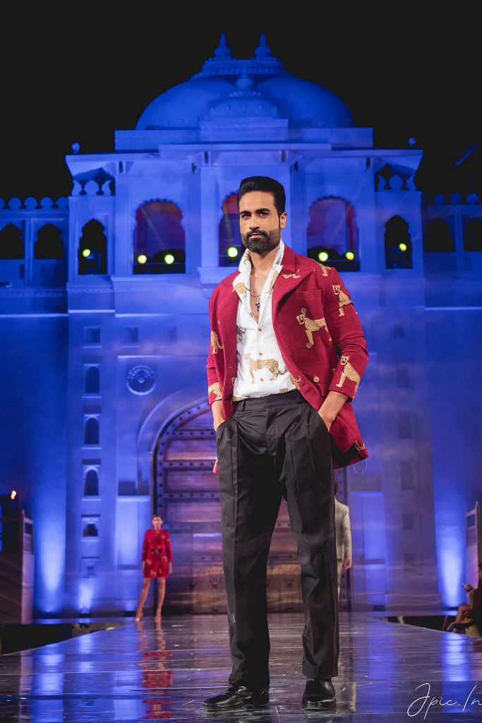 GURMEET CHOUDHARY- The Red Cheetah Double Breasted Jacket