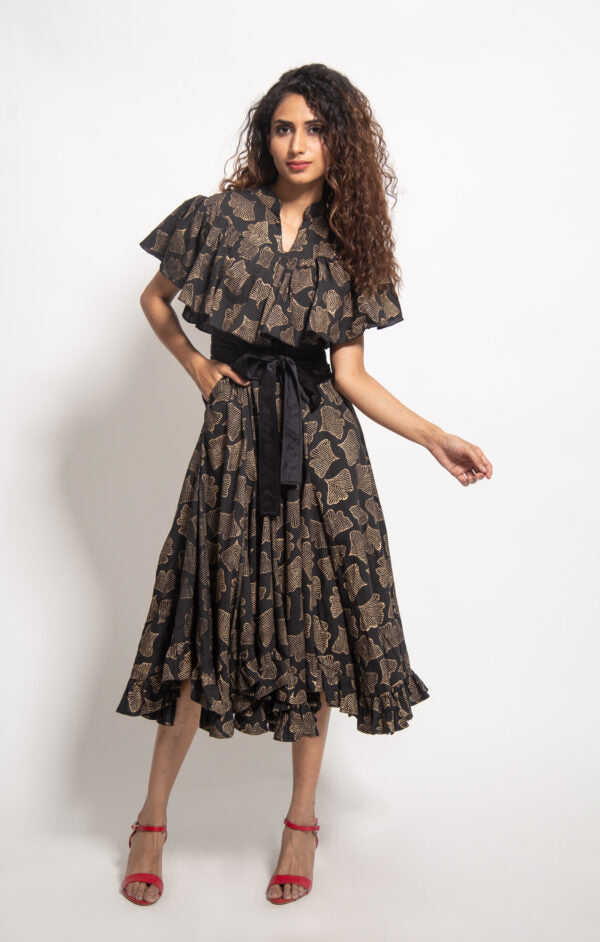 The Black Shell Cape Dress