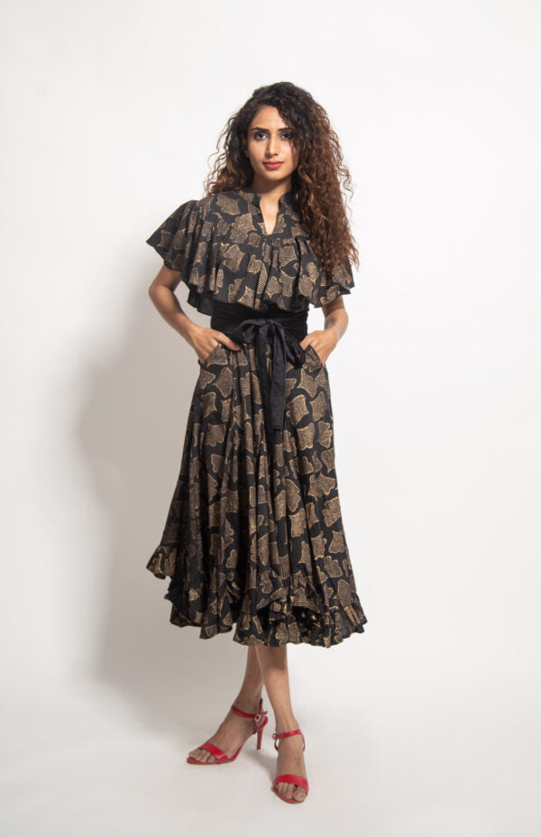 The Black Shell Cape Dress