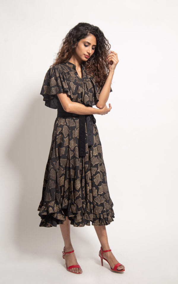 The Black Shell Cape Dress