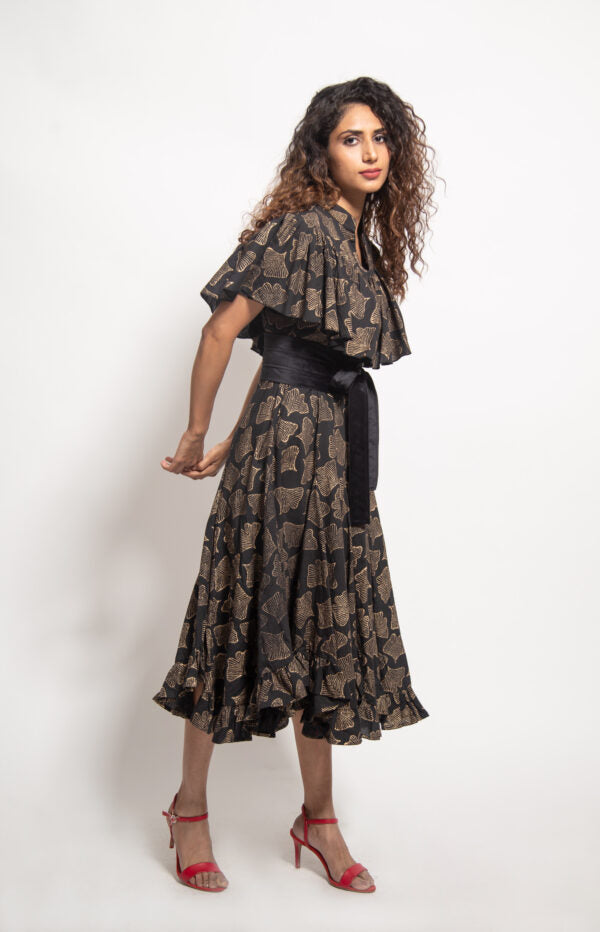 The Black Shell Cape Dress