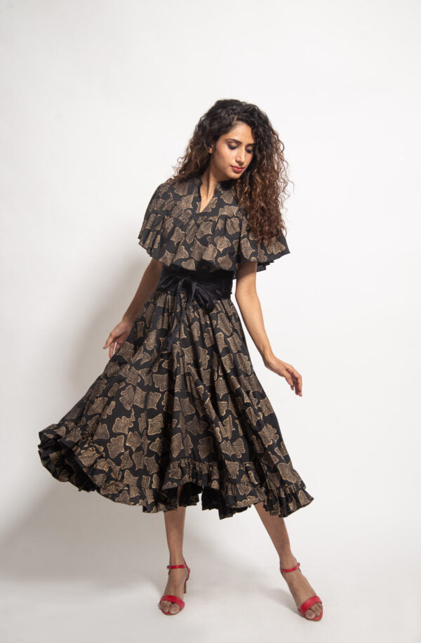 The Black Shell Cape Dress