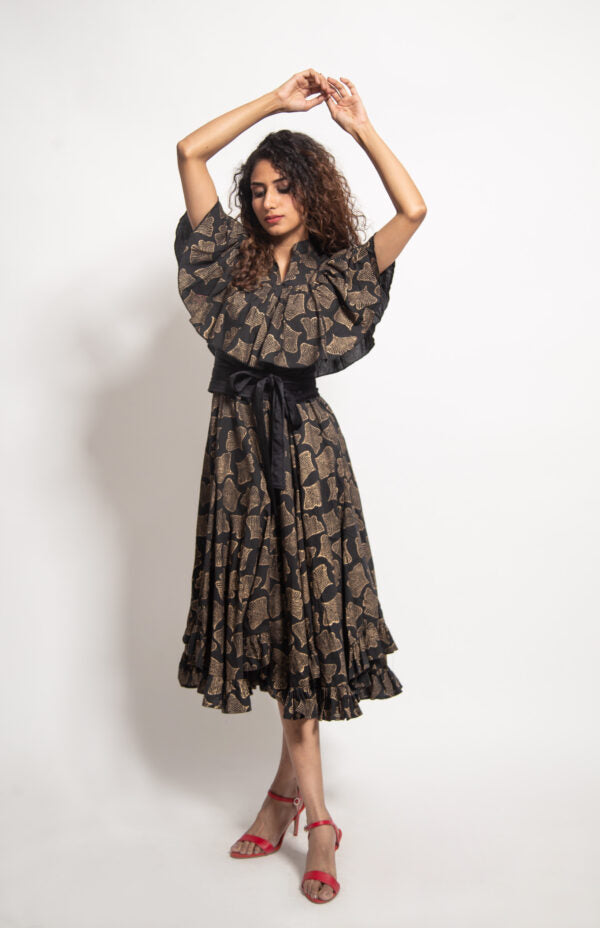 The Black Shell Cape Dress