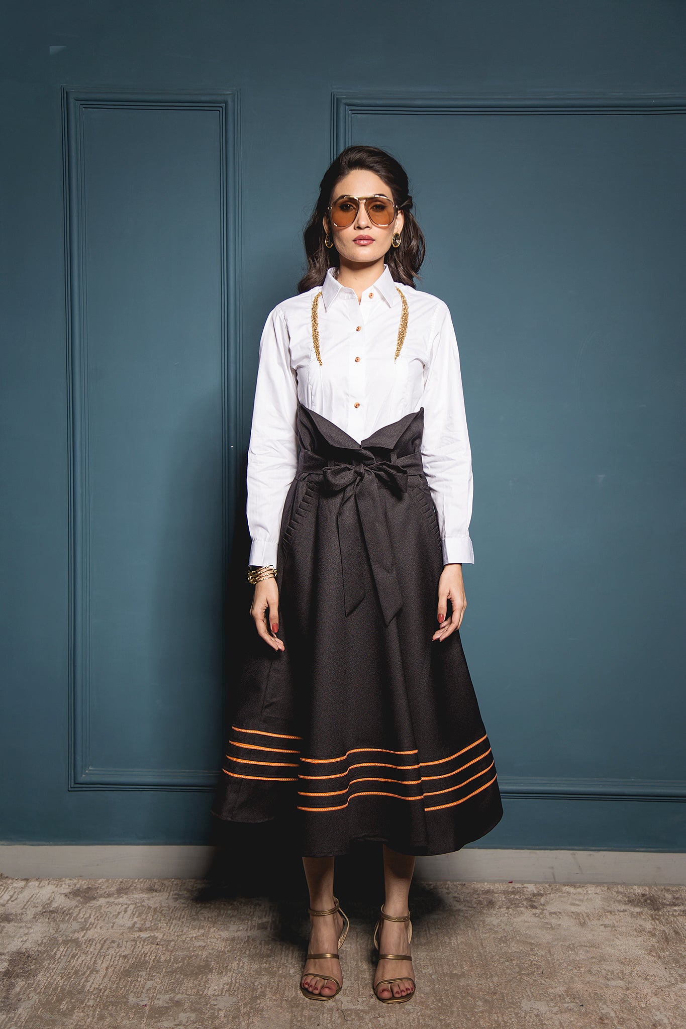 The Black Grained High-Waisted Christian Skirt