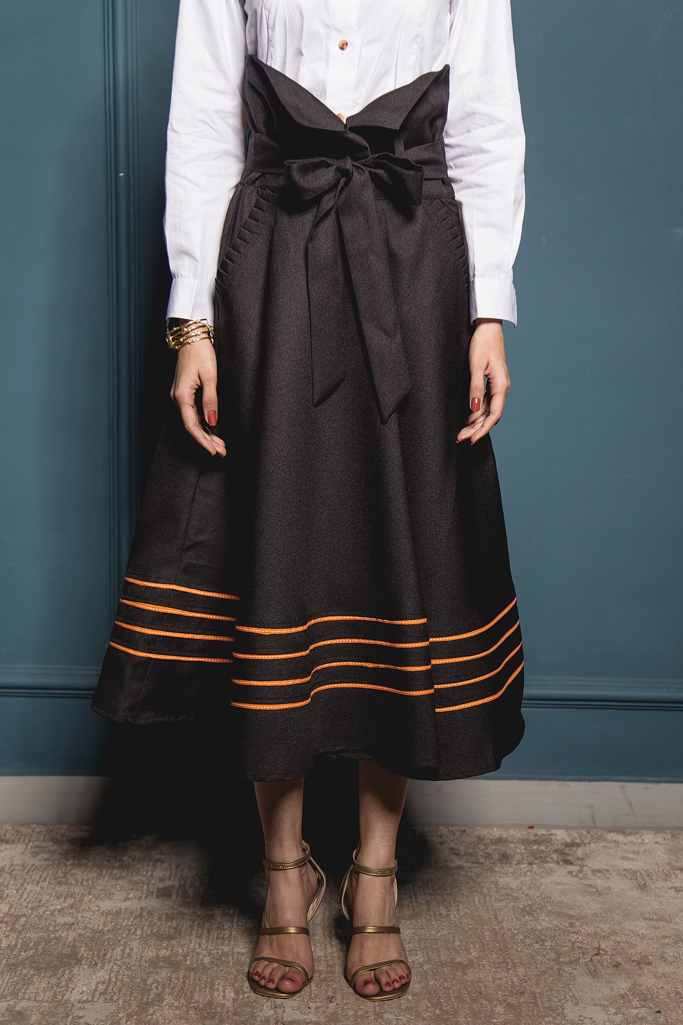 The Black Grained High-Waisted Christian Skirt