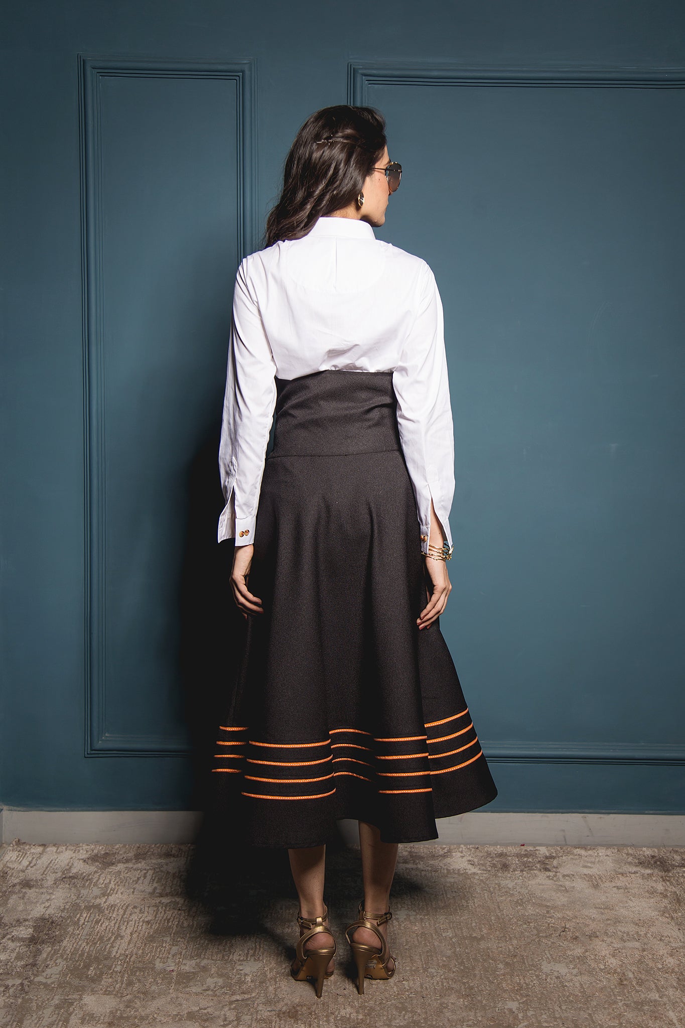 The Black Grained High-Waisted Christian Skirt