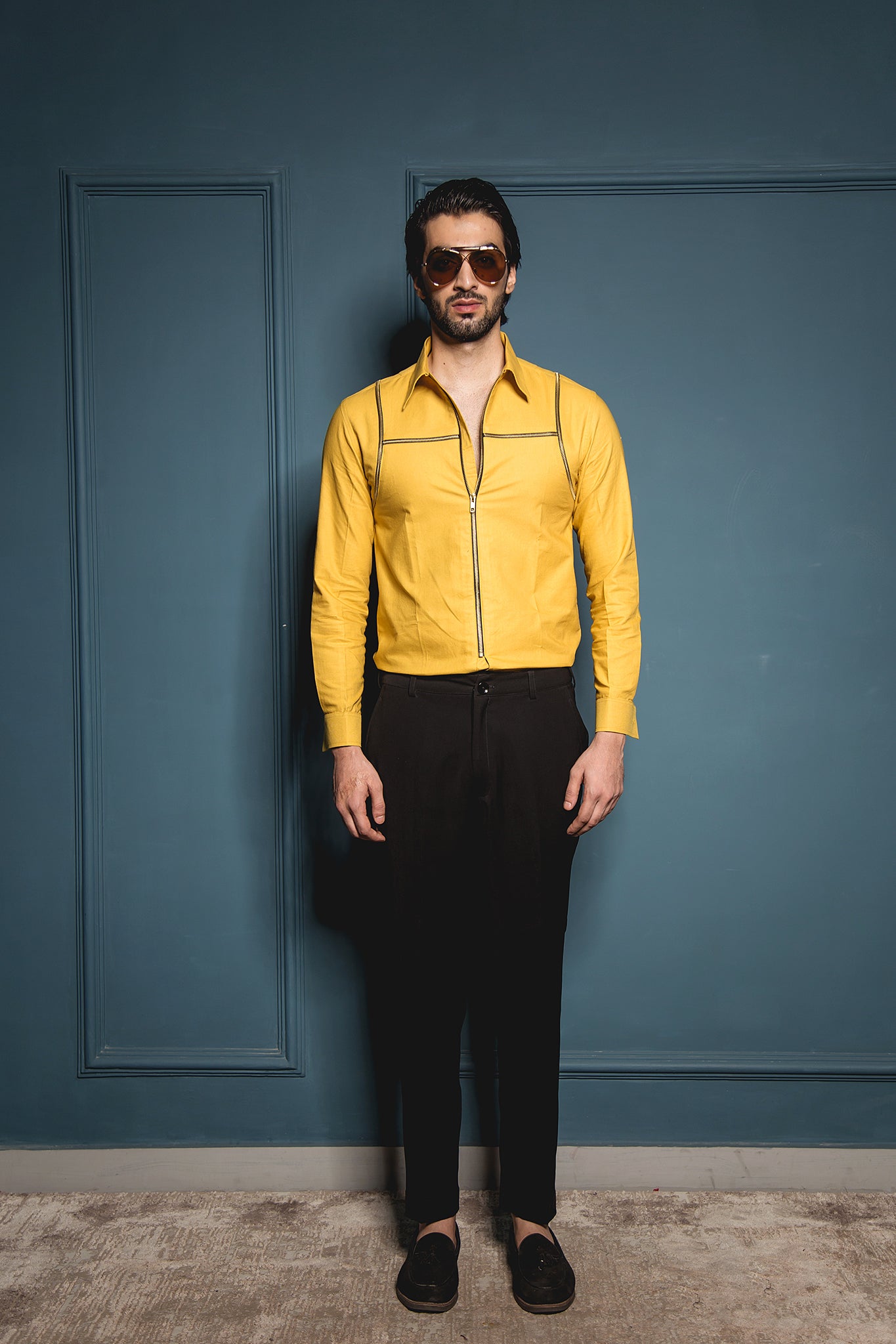 The Mustard Double Holster Zipper shirt