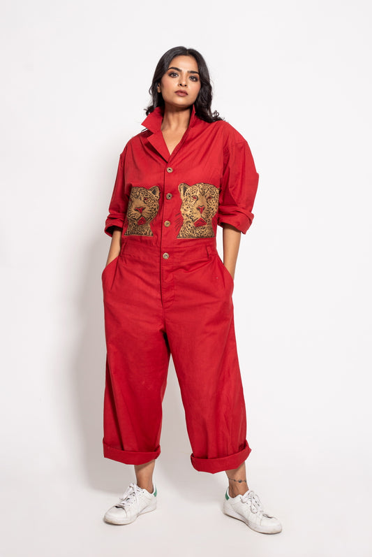 The Red Cheetah Face Jumpsuit