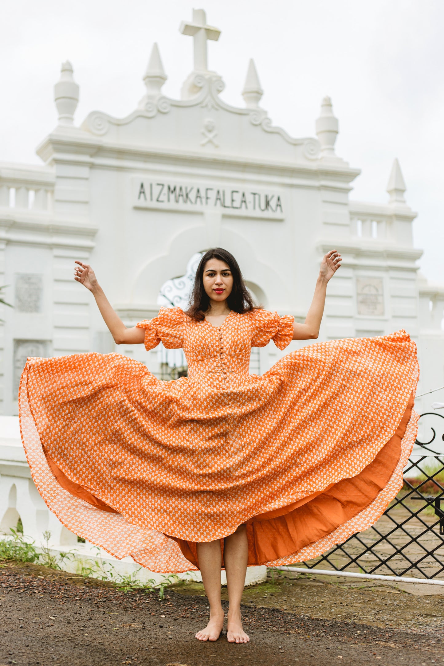 The Orange Front Button Dress