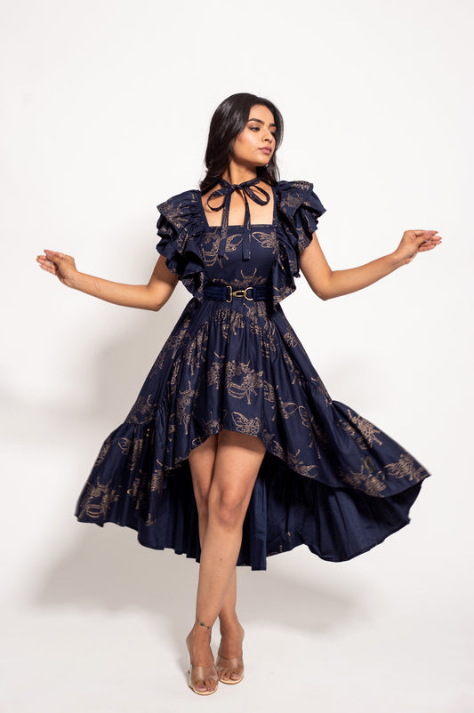 The Blue Bee Crossover Ruffle Dress