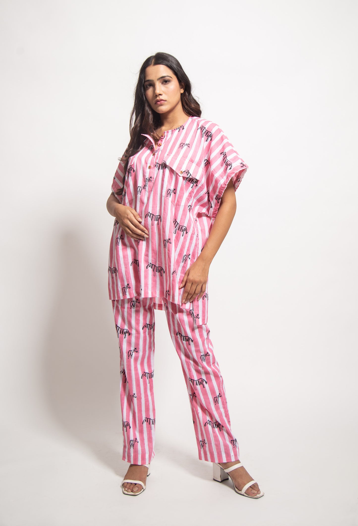 The Pink Stripe Zebra Drawstring Cordinate Set