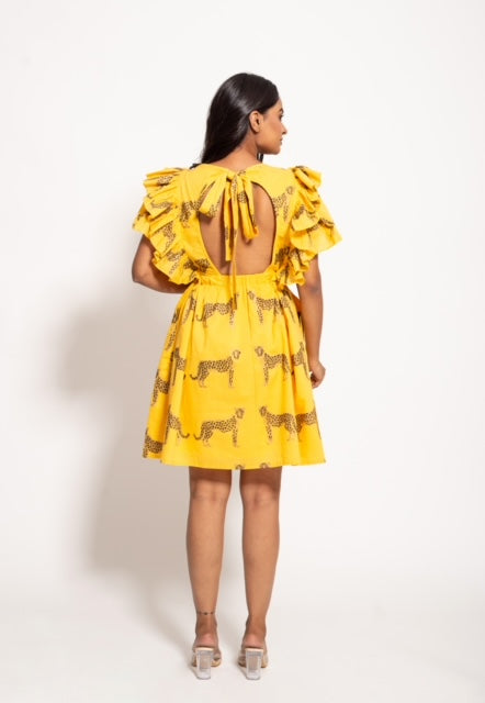 The Yellow Cheetah Backless Dress