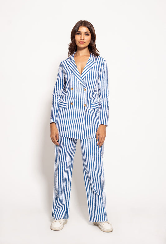 The Blue Watercolor Stripe Women Pants