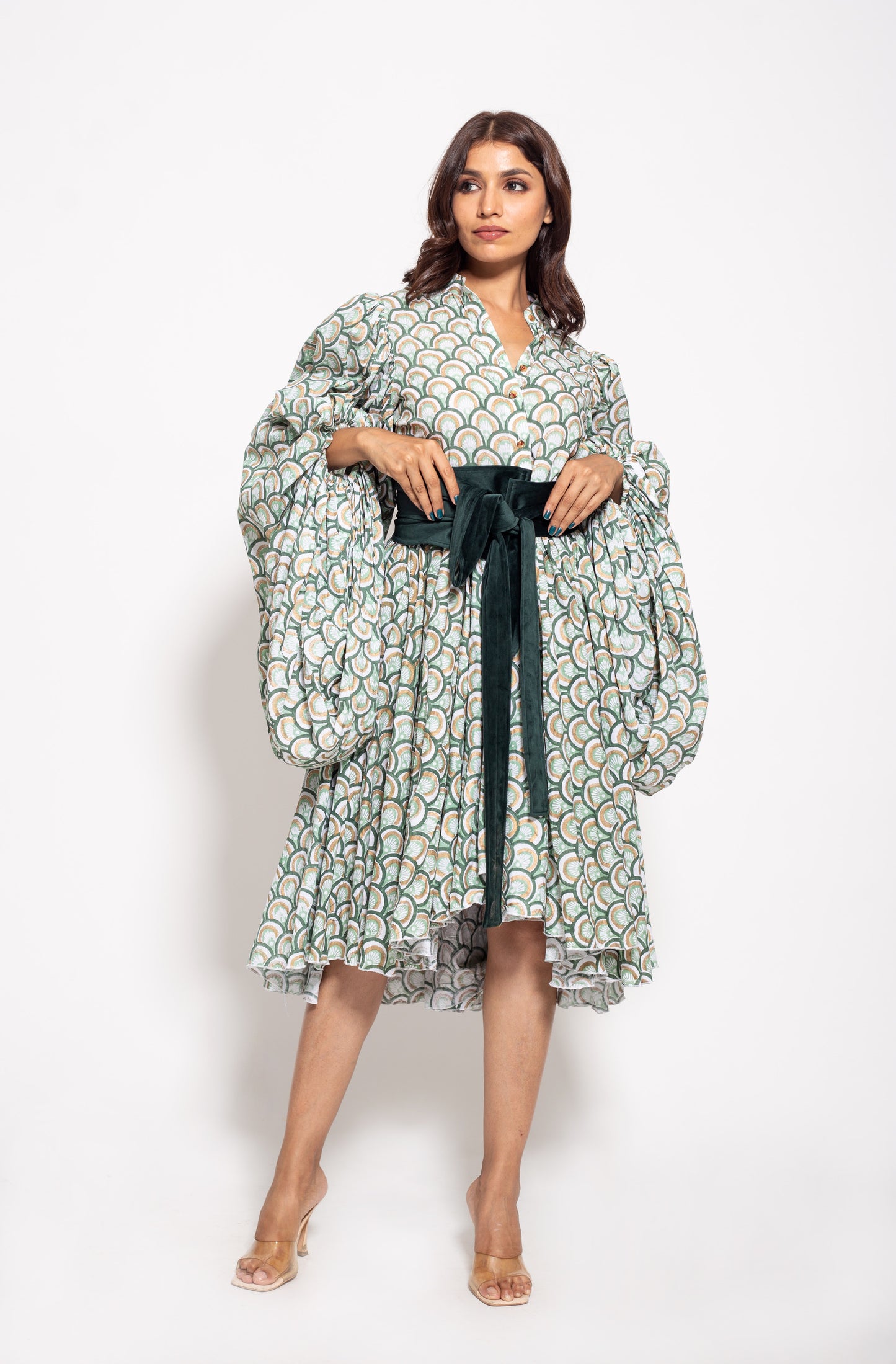 The Green Nazar Oversize Sleeve Dress