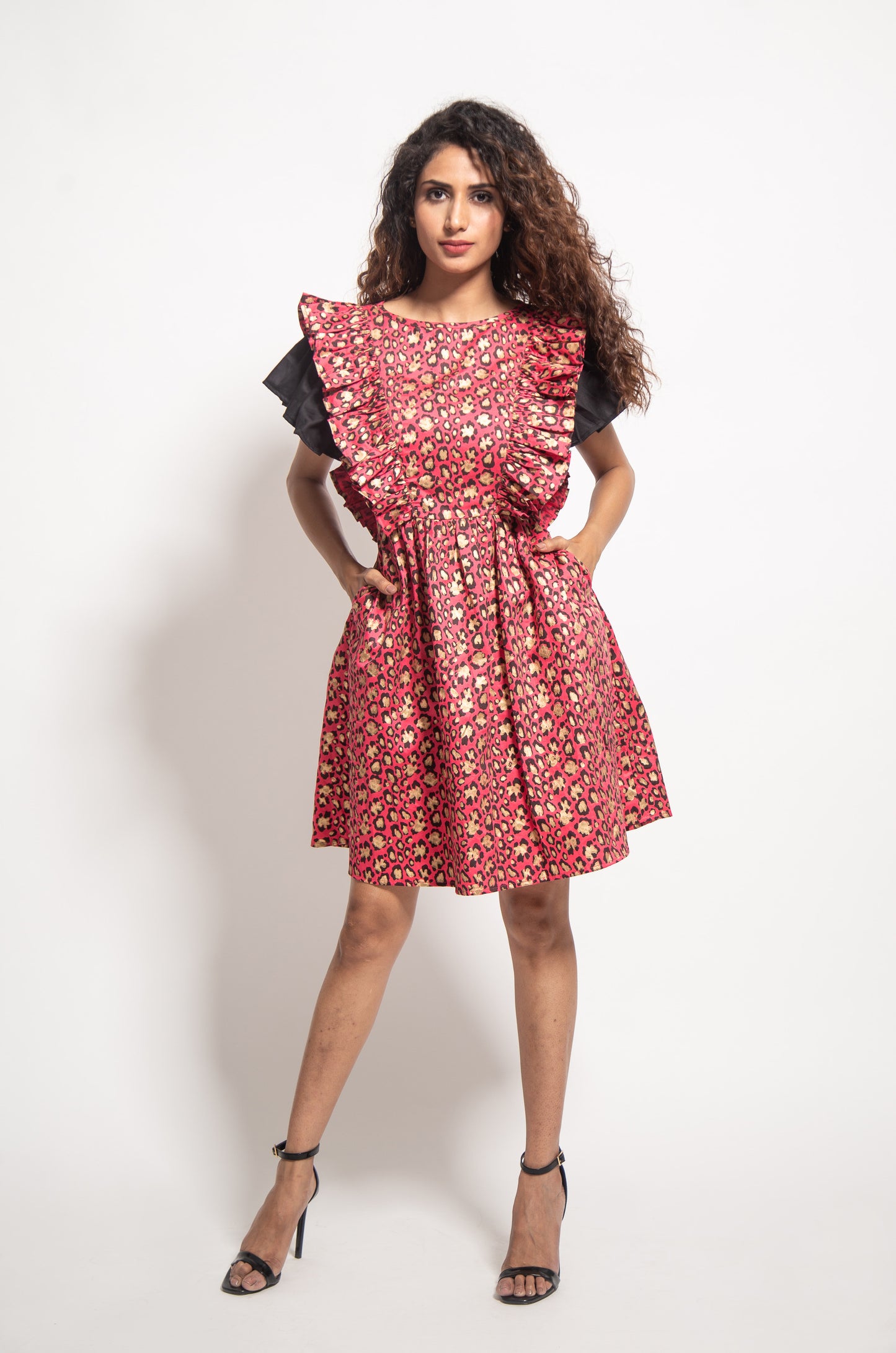 The Pink Leopard Spots Ruffle Dress