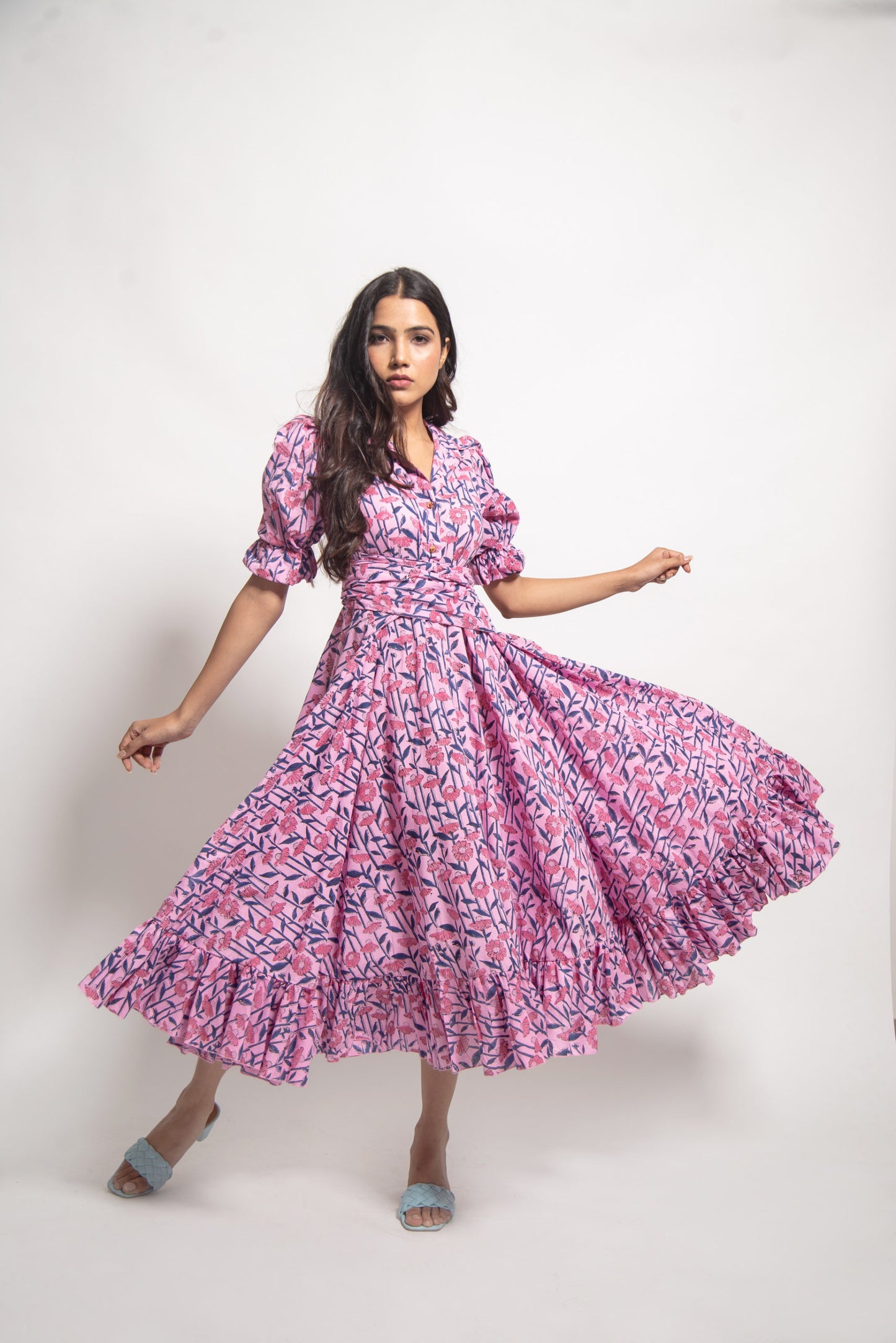 The Pink Jungle Full Ruffle Dress