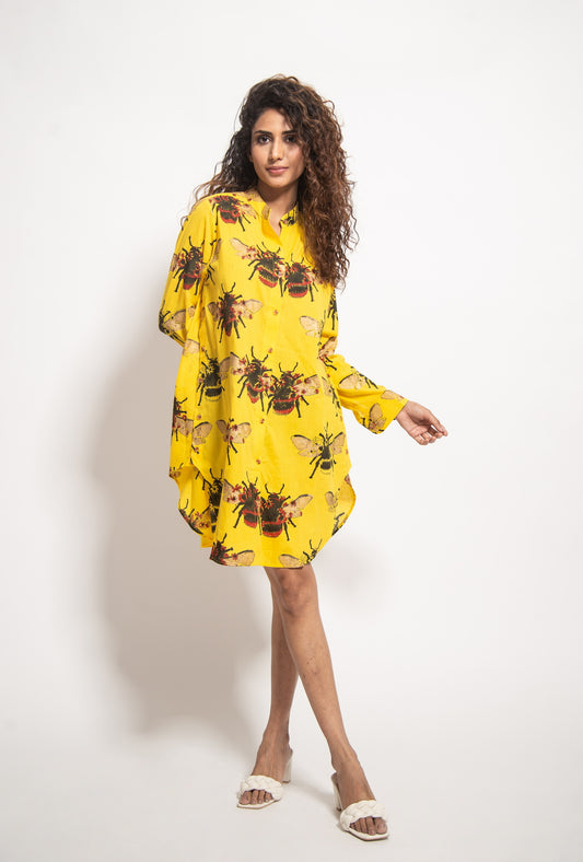 The Yellow Bee Side Button Dress