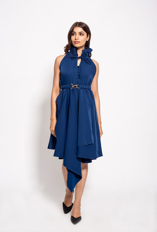 The Royale Blue Drape Victorian Dress