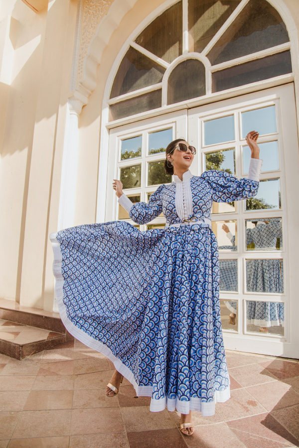 The Blue Nazar Pleated Long Dress