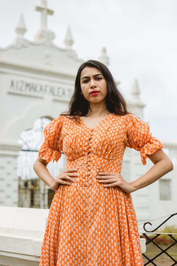 The Orange Front Button Dress