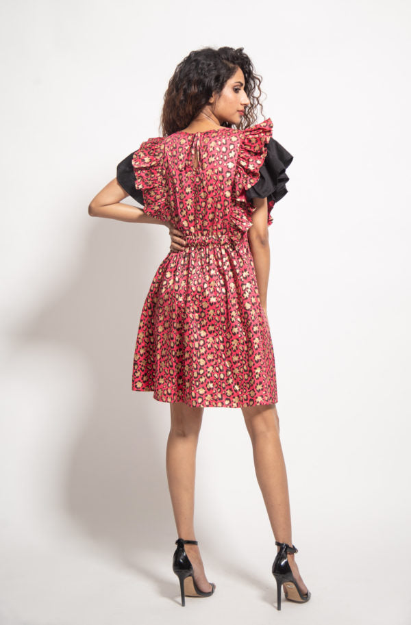 The Pink Leopard Spots Ruffle Dress