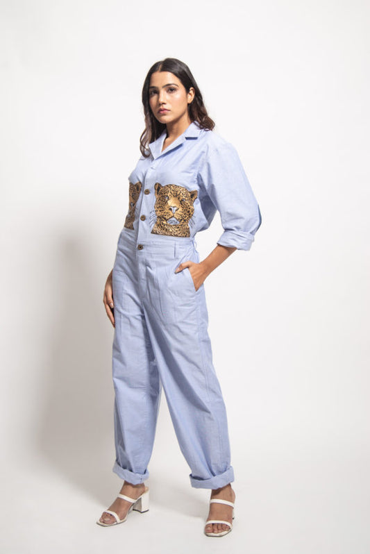 The Blue Cheetah Face Jumpsuit