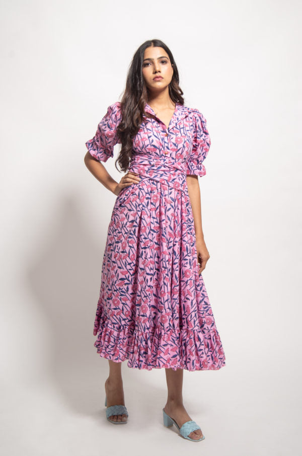 The Pink Jungle Full Ruffle Dress