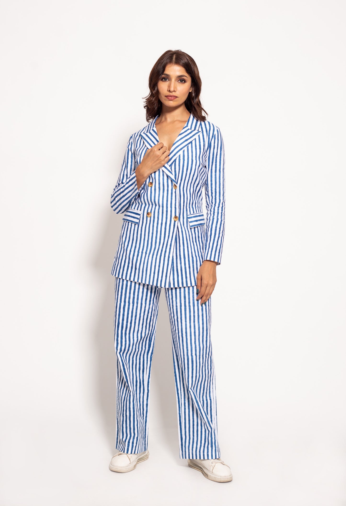 The Blue Watercolor Stripe Women Pants