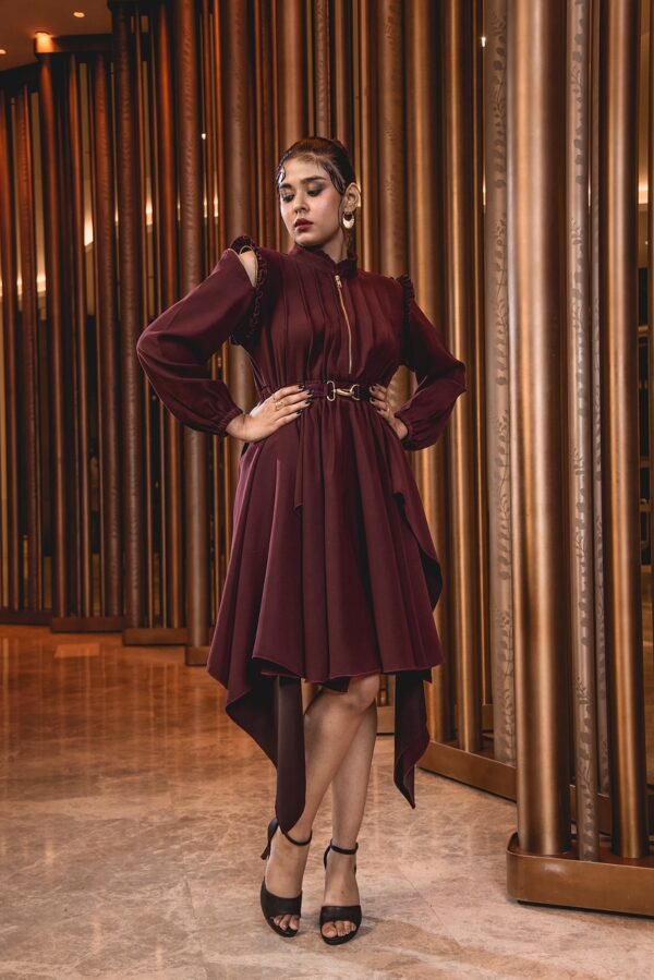 The Maroon Double Drape Dress