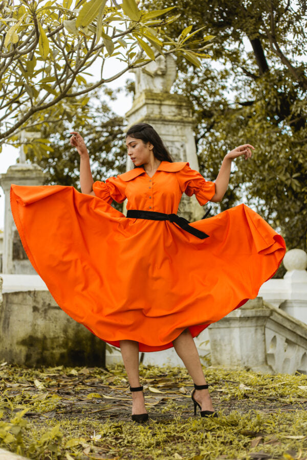 Orange 2024 cape dress