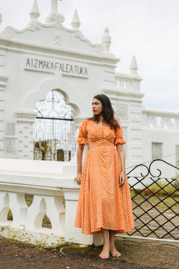 The Orange Front Button Dress