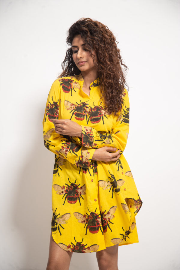 The Yellow Bee Side Button Dress