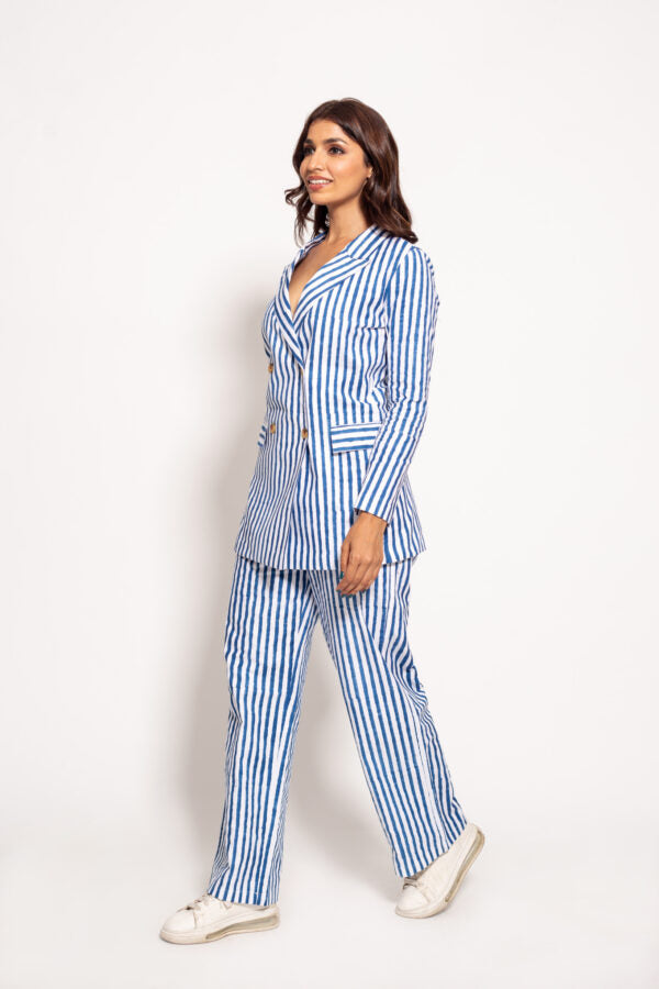 The Blue Watercolor Stripe Women Pants