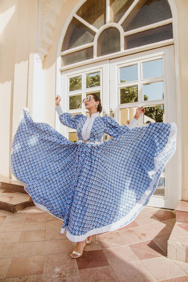 The Blue Nazar Pleated Long Dress