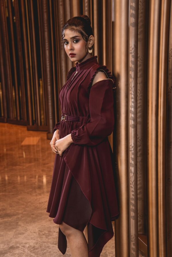 The Maroon Double Drape Dress