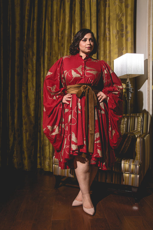 The Red Stingray Oversize Sleeve Dress