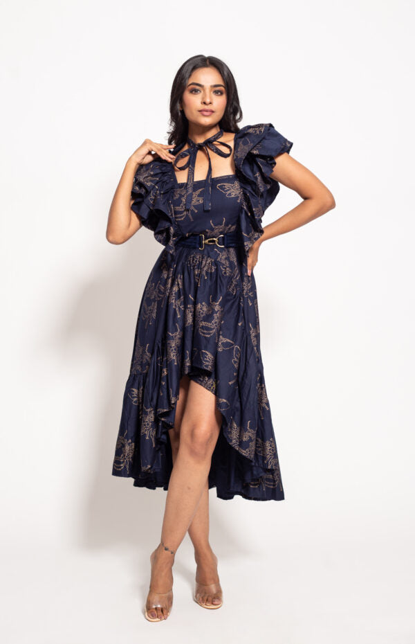 The Blue Bee Crossover Ruffle Dress