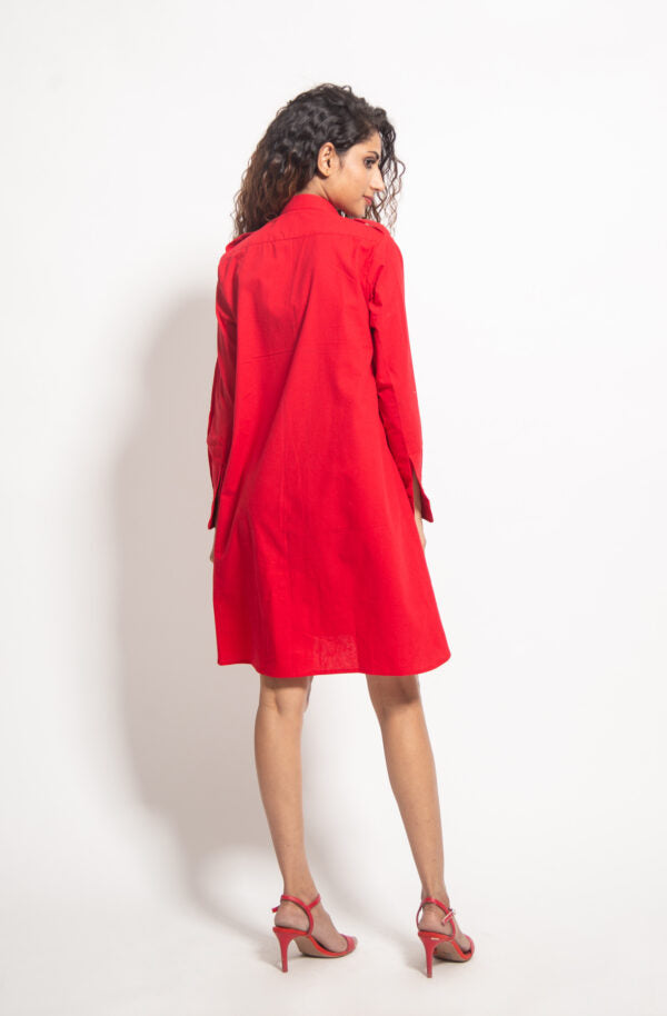 The Red Cheetah Face Side Button Dress