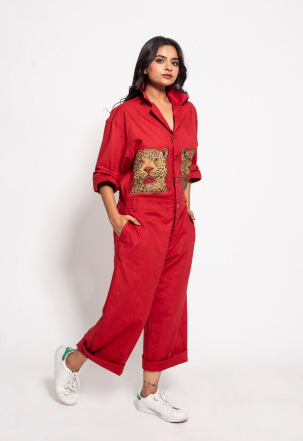 The Red Cheetah Face Jumpsuit