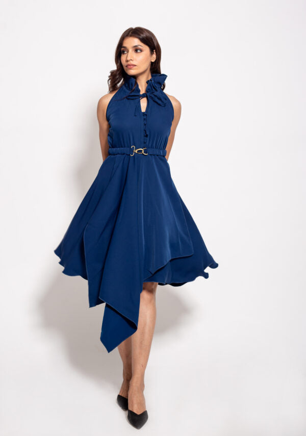 The Royale Blue Drape Victorian Dress