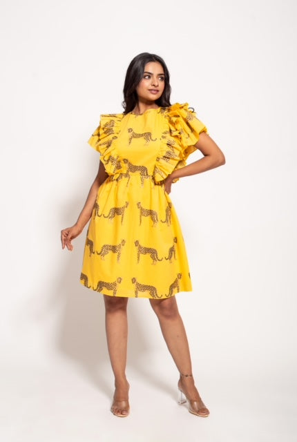 The Yellow Cheetah Backless Dress