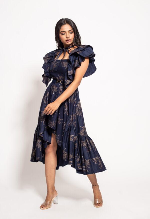 The Blue Bee Crossover Ruffle Dress