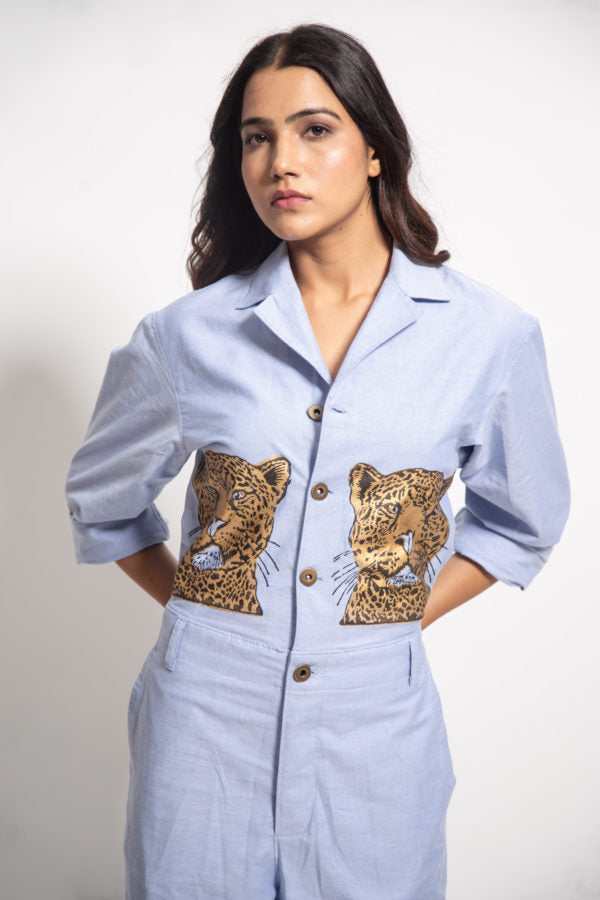 The Blue Cheetah Face Jumpsuit