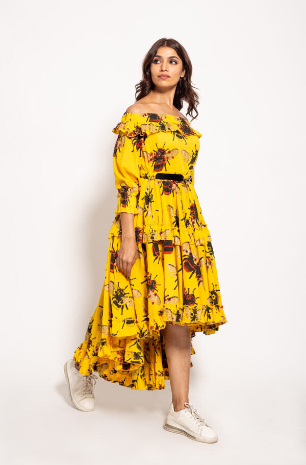 The Yellow Bee Asymmetric Dress