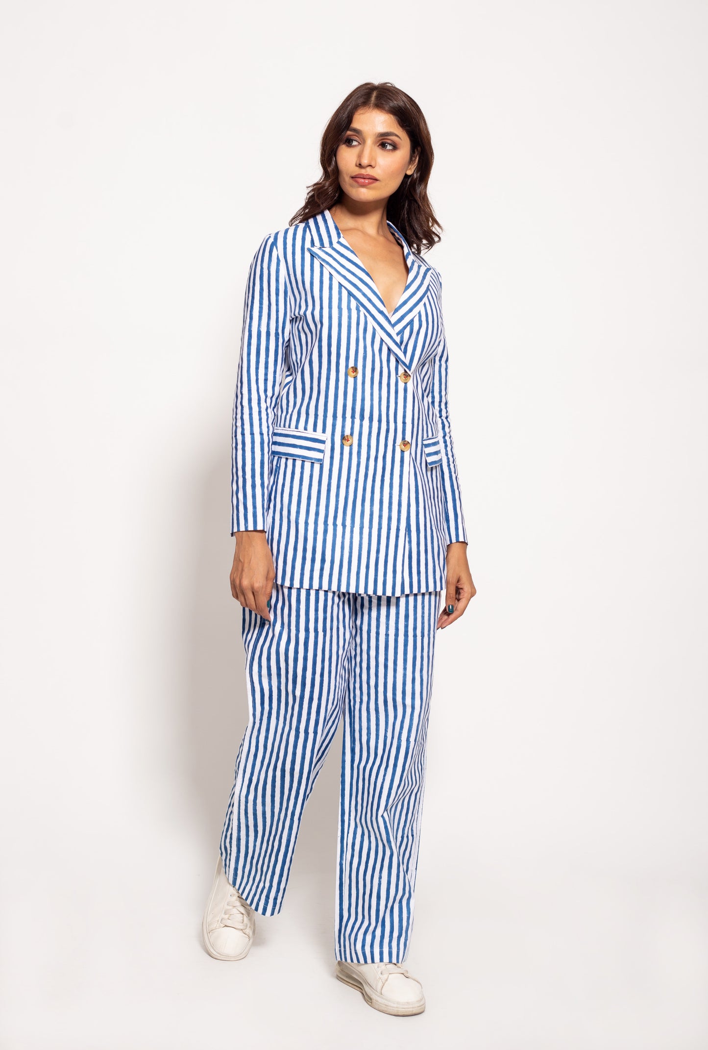 The Blue Watercolor Stripe Women Pants