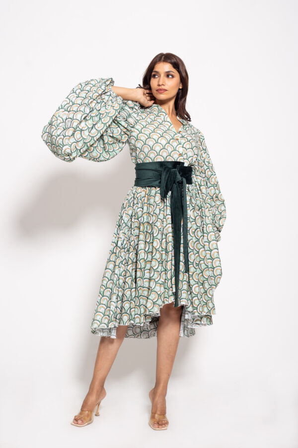 The Green Nazar Oversize Sleeve Dress