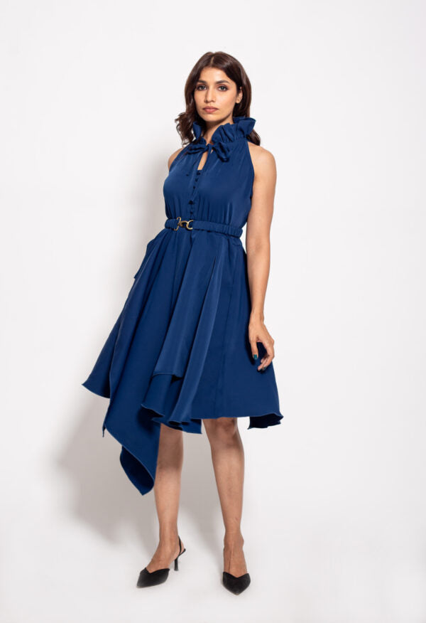 The Royale Blue Drape Victorian Dress