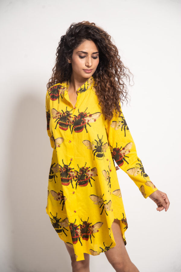 The Yellow Bee Side Button Dress