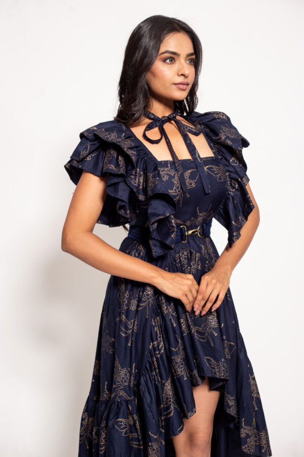 The Blue Bee Crossover Ruffle Dress