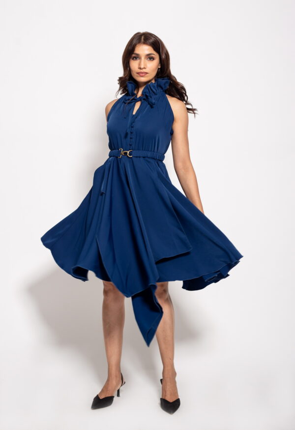 The Royale Blue Drape Victorian Dress